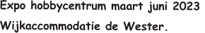 Expo hobbycentrum maart juni 2023  Wijkaccommodatie de Wester.